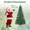 imageGoplus 7ft Prelit Fiber Optic Christmas Tree Artificial Snowy Xmas Tree with 76 Cool White LED Lights 8 Modes 270 PVC Leaves ampamp Pine Needles Pine Cones Red Berries Office Home Holiday DecorationWarm White