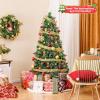 imageGoplus 7ft Prelit Fiber Optic Christmas Tree Artificial Snowy Xmas Tree with 76 Cool White LED Lights 8 Modes 270 PVC Leaves ampamp Pine Needles Pine Cones Red Berries Office Home Holiday DecorationWarm White