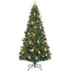 imageGoplus 7ft Prelit Fiber Optic Christmas Tree Artificial Snowy Xmas Tree with 76 Cool White LED Lights 8 Modes 270 PVC Leaves ampamp Pine Needles Pine Cones Red Berries Office Home Holiday DecorationWarm White