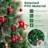 imageGoplus 7ft Prelit Fiber Optic Christmas Tree Artificial Snowy Xmas Tree with 76 Cool White LED Lights 8 Modes 270 PVC Leaves ampamp Pine Needles Pine Cones Red Berries Office Home Holiday DecorationWarm White