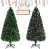 imageGoplus 7ft Prelit Fiber Optic Christmas Tree Artificial Snowy Xmas Tree with 76 Cool White LED Lights 8 Modes 270 PVC Leaves ampamp Pine Needles Pine Cones Red Berries Office Home Holiday DecorationMulticolored