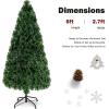 imageGoplus 7ft Prelit Fiber Optic Christmas Tree Artificial Snowy Xmas Tree with 76 Cool White LED Lights 8 Modes 270 PVC Leaves ampamp Pine Needles Pine Cones Red Berries Office Home Holiday DecorationMulticolored