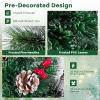imageGoplus 7ft Prelit Fiber Optic Christmas Tree Artificial Snowy Xmas Tree with 76 Cool White LED Lights 8 Modes 270 PVC Leaves ampamp Pine Needles Pine Cones Red Berries Office Home Holiday DecorationWarm White