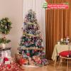 imageGoplus 7ft Prelit Fiber Optic Christmas Tree Artificial Snowy Xmas Tree with 76 Cool White LED Lights 8 Modes 270 PVC Leaves ampamp Pine Needles Pine Cones Red Berries Office Home Holiday DecorationCool White