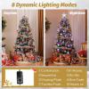 imageGoplus 7ft Prelit Fiber Optic Christmas Tree Artificial Snowy Xmas Tree with 76 Cool White LED Lights 8 Modes 270 PVC Leaves ampamp Pine Needles Pine Cones Red Berries Office Home Holiday DecorationCool White