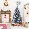 imageGoplus 7ft Prelit Fiber Optic Christmas Tree Artificial Snowy Xmas Tree with 76 Cool White LED Lights 8 Modes 270 PVC Leaves ampamp Pine Needles Pine Cones Red Berries Office Home Holiday DecorationCool White