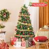 imageGoplus 7ft Prelit Fiber Optic Christmas Tree Artificial Snowy Xmas Tree with 76 Cool White LED Lights 8 Modes 270 PVC Leaves ampamp Pine Needles Pine Cones Red Berries Office Home Holiday DecorationWarm White
