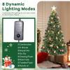 imageGoplus 7ft Prelit Fiber Optic Christmas Tree Artificial Snowy Xmas Tree with 76 Cool White LED Lights 8 Modes 270 PVC Leaves ampamp Pine Needles Pine Cones Red Berries Office Home Holiday DecorationWarm White