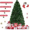 imageGoplus 7ft Prelit Fiber Optic Christmas Tree Artificial Snowy Xmas Tree with 76 Cool White LED Lights 8 Modes 270 PVC Leaves ampamp Pine Needles Pine Cones Red Berries Office Home Holiday DecorationMulticolored