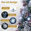 imageGoplus 7ft Prelit Fiber Optic Christmas Tree Artificial Snowy Xmas Tree with 76 Cool White LED Lights 8 Modes 270 PVC Leaves ampamp Pine Needles Pine Cones Red Berries Office Home Holiday DecorationCool White