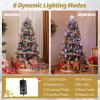 imageGoplus 7ft Prelit Fiber Optic Christmas Tree Artificial Snowy Xmas Tree with 76 Cool White LED Lights 8 Modes 270 PVC Leaves ampamp Pine Needles Pine Cones Red Berries Office Home Holiday DecorationCool White