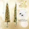 imageGoplus 7ft Prelit HalfShape Christmas Tree SpaceSaving Slender Artificial Xmas Tree with 150 Lights 450 Branch Tips Foldable Metal Stand for Indoor Office Home Party Holiday Decor7 FT with Pine Needles