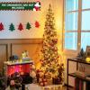 imageGoplus 7ft Prelit HalfShape Christmas Tree SpaceSaving Slender Artificial Xmas Tree with 150 Lights 450 Branch Tips Foldable Metal Stand for Indoor Office Home Party Holiday Decor7 FT with Pine Needles