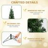 imageGoplus 7ft Prelit HalfShape Christmas Tree SpaceSaving Slender Artificial Xmas Tree with 150 Lights 450 Branch Tips Foldable Metal Stand for Indoor Office Home Party Holiday Decor7 FT with Pine Needles