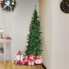 imageGoplus 7ft Prelit HalfShape Christmas Tree SpaceSaving Slender Artificial Xmas Tree with 150 Lights 450 Branch Tips Foldable Metal Stand for Indoor Office Home Party Holiday Decor6ft