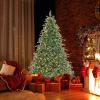 imageGoplus 8ft PreLit Artificial Christmas Tree Hinged Full Xmas Pine Tree with 410 Warm White LED Lights 8 Modes 1226 PVC ampamp PE Branch Tips Pine Cones Metal Stand Seasonal Home Office DecorationGreenprelit