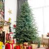 imageGoplus 8ft PreLit Artificial Christmas Tree Hinged Full Xmas Pine Tree with 410 Warm White LED Lights 8 Modes 1226 PVC ampamp PE Branch Tips Pine Cones Metal Stand Seasonal Home Office DecorationGreenwhite