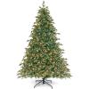 imageGoplus 8ft PreLit Artificial Christmas Tree Hinged Full Xmas Pine Tree with 410 Warm White LED Lights 8 Modes 1226 PVC ampamp PE Branch Tips Pine Cones Metal Stand Seasonal Home Office DecorationGreenprelit