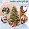 imageGoplus 8ft PreLit Artificial Christmas Tree Hinged Full Xmas Pine Tree with 410 Warm White LED Lights 8 Modes 1226 PVC ampamp PE Branch Tips Pine Cones Metal Stand Seasonal Home Office DecorationGreenprelit
