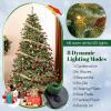 imageGoplus 8ft PreLit Artificial Christmas Tree Hinged Full Xmas Pine Tree with 410 Warm White LED Lights 8 Modes 1226 PVC ampamp PE Branch Tips Pine Cones Metal Stand Seasonal Home Office DecorationGreenprelit