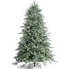 imageGoplus 8ft PreLit Artificial Christmas Tree Hinged Full Xmas Pine Tree with 410 Warm White LED Lights 8 Modes 1226 PVC ampamp PE Branch Tips Pine Cones Metal Stand Seasonal Home Office DecorationGreenwhite
