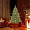 imageGoplus 8ft PreLit Artificial Christmas Tree Hinged Full Xmas Pine Tree with 410 Warm White LED Lights 8 Modes 1226 PVC ampamp PE Branch Tips Pine Cones Metal Stand Seasonal Home Office DecorationGreenprelit