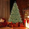 imageGoplus 8ft PreLit Artificial Christmas Tree Hinged Full Xmas Pine Tree with 410 Warm White LED Lights 8 Modes 1226 PVC ampamp PE Branch Tips Pine Cones Metal Stand Seasonal Home Office DecorationGreenprelit