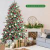 imageGoplus 8ft PreLit Artificial Christmas Tree Hinged Full Xmas Pine Tree with 410 Warm White LED Lights 8 Modes 1226 PVC ampamp PE Branch Tips Pine Cones Metal Stand Seasonal Home Office DecorationGreenwhite