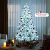 imageGoplus 8ft PreLit Snow Flocked Christmas Tree Artificial Hinged Xmas Tree with 1447 PVC ampamp PE Tips 800 Cool White LED Lights 3 Modes 2 Brightness Timer Remote Control Home Office DecorationCool White
