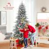 imageGoplus 8ft PreLit Snow Flocked Christmas Tree Artificial Hinged Xmas Tree with 1447 PVC ampamp PE Tips 800 Cool White LED Lights 3 Modes 2 Brightness Timer Remote Control Home Office DecorationCool White