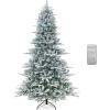 imageGoplus 8ft PreLit Snow Flocked Christmas Tree Artificial Hinged Xmas Tree with 1447 PVC ampamp PE Tips 800 Cool White LED Lights 3 Modes 2 Brightness Timer Remote Control Home Office DecorationCool White