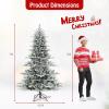 imageGoplus 8ft PreLit Snow Flocked Christmas Tree Artificial Hinged Xmas Tree with 1447 PVC ampamp PE Tips 800 Cool White LED Lights 3 Modes 2 Brightness Timer Remote Control Home Office DecorationCool White