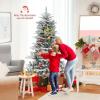 imageGoplus 8ft PreLit Snow Flocked Christmas Tree Artificial Hinged Xmas Tree with 1447 PVC ampamp PE Tips 800 Cool White LED Lights 3 Modes 2 Brightness Timer Remote Control Home Office DecorationCool White