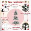 imageGoplus 8ft PreLit Snow Flocked Christmas Tree Artificial Hinged Xmas Tree with 1447 PVC ampamp PE Tips 800 Cool White LED Lights 3 Modes 2 Brightness Timer Remote Control Home Office DecorationCool White