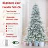 imageGoplus 8ft PreLit Snow Flocked Christmas Tree Artificial Hinged Xmas Tree with 1447 PVC ampamp PE Tips 800 Cool White LED Lights 3 Modes 2 Brightness Timer Remote Control Home Office DecorationCool White