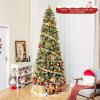 imageGoplus 9ft PreLit Artificial Christmas Tree Hinged Xmas Tree with 1416 PVC ampamp Pine Needles 560 Warm White LED Lights 8 Modes Red Berries Pine Cones Metal Stand Office Home Decoration