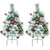 imageGoplus Set of 2 29quot Outdoor Pathway Christmas Trees Battery Operated PreLit Snow Flocked Xmas Trees with 30 Warm White LED Lights 8 Light Modes Pine Trees for Porch Driveway Yard Garden Decor