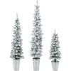 imageGoplus 4 5 6 PreLit Artificial Christmas Tree Set of 3 Slim Pencil Xmas Trees with Drooping Branches Warm White LED Lights Metal Base Cotton Core for Holiday Party Seasonal Office Home DecorStyleC