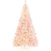 imageGoplus 6FT Pink Prelit Christmas Tree Hinged Snow Flocked Artificial Xmas Tree with 808 Branch Tips 8 Lighting Modes ampamp 350 MultiColor LED Lights Seasonal Holiday Decoration for Office HomePinkwarm White