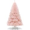 imageGoplus 6FT Pink Prelit Christmas Tree Hinged Snow Flocked Artificial Xmas Tree with 808 Branch Tips 8 Lighting Modes ampamp 350 MultiColor LED Lights Seasonal Holiday Decoration for Office HomePink