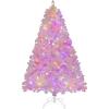 imageGoplus 6FT Pink Prelit Christmas Tree Hinged Snow Flocked Artificial Xmas Tree with 808 Branch Tips 8 Lighting Modes ampamp 350 MultiColor LED Lights Seasonal Holiday Decoration for Office HomePinkmulticolor