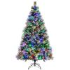 imageGoplus 6ft PreLit Artificial Christmas Tree Hinged Xmas Tree with 11 Lighting Modes 350 LED Lights 747 Branch Tips Pine Needles 55 Pine Cones ampamp 55 Red Berries for Office Home Decor7ft