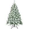 imageGoplus 7 FT Blue Gradient Snow Flocked Christmas Tree Artificial Unlit Hinged Xmas Full Tree with 725 Lush Branch Tips Foldable Metal Stand for Seasonal Home Office Party DecorationWhite