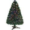 imageGoplus 7ft Prelit Fiber Optic Christmas Tree Artificial Snowy Xmas Tree with 76 Cool White LED Lights 8 Modes 270 PVC Leaves ampamp Pine Needles Pine Cones Red Berries Office Home Holiday DecorationMulticolored