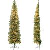 imageGoplus 7ft Prelit HalfShape Christmas Tree SpaceSaving Slender Artificial Xmas Tree with 150 Lights 450 Branch Tips Foldable Metal Stand for Indoor Office Home Party Holiday Decor7ft
