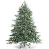 imageGoplus 8ft PreLit Artificial Christmas Tree Hinged Full Xmas Pine Tree with 410 Warm White LED Lights 8 Modes 1226 PVC ampamp PE Branch Tips Pine Cones Metal Stand Seasonal Home Office DecorationGreenwhite