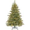 imageGoplus 8ft PreLit Artificial Christmas Tree Hinged Full Xmas Pine Tree with 410 Warm White LED Lights 8 Modes 1226 PVC ampamp PE Branch Tips Pine Cones Metal Stand Seasonal Home Office DecorationGreenprelit