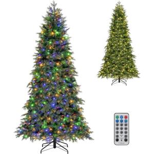 imageGoplus 6ft Artificial Christmas Tree Unlit Green Hinged Xmas Full Tree with 721 Lush Branch Tips PVC ampamp PE Leaves Mix Foldable Metal Stand for Seasonal Home Office Party Decoration75 FT with Lights