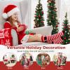 imageGoplus 3 4 5 PreLit Artificial Christmas Tree Set of 3 Slim Pencil Xmas Trees with 415 Green Branch Tips 230 Warm White LED Lights Burlap Base for Holiday Party Seasonal Office Home Decor