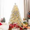 imageGoplus 45ft PreLit Snow Flocked Christmas Tree Artificial Hinged Full Xmas Tree with 279 PVC ampamp Pine Needles ampamp WillowLike PE Tips 150 Warm White LED Lights for Office Home Decoration6FT